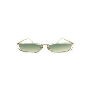 Linda Farrow Rectangular Green Sunglasses With Metallic Accents - NWT